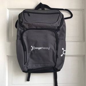 Orange theory gray backpack